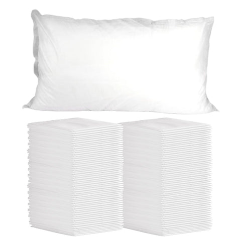 Tvvcalk disposable pillowcases, white and 21x30, soft non-woven fabric for hygienic hotel use.