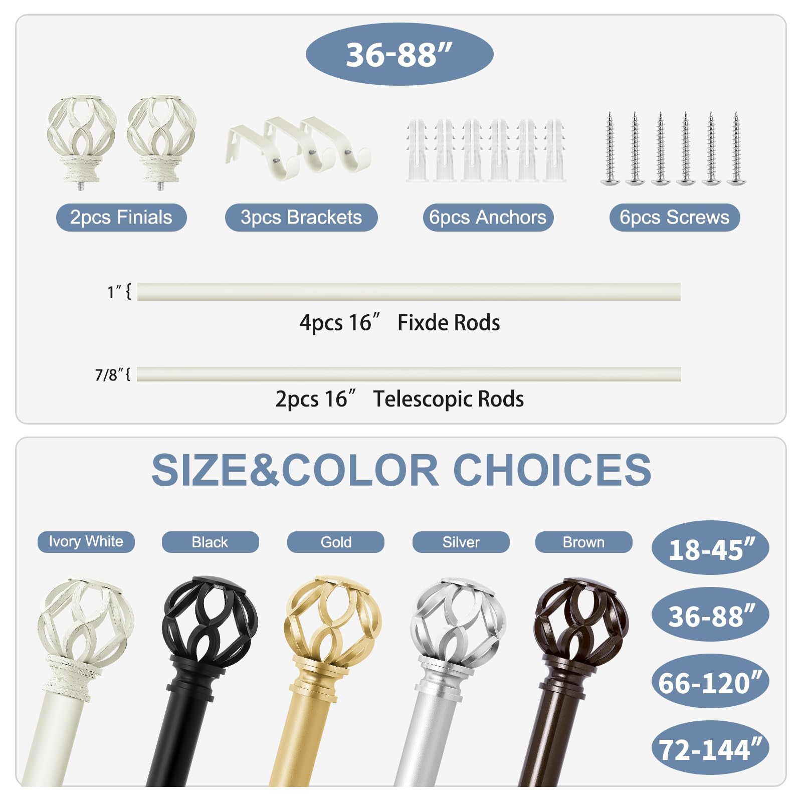 TVWOO antique-white boho rustic drapery rod offers vintage charm with modern durability.
