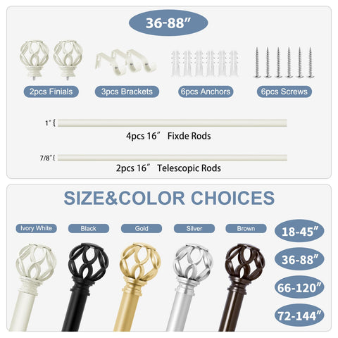 TVWOO antique-white boho rustic drapery rod offers vintage charm with modern durability.