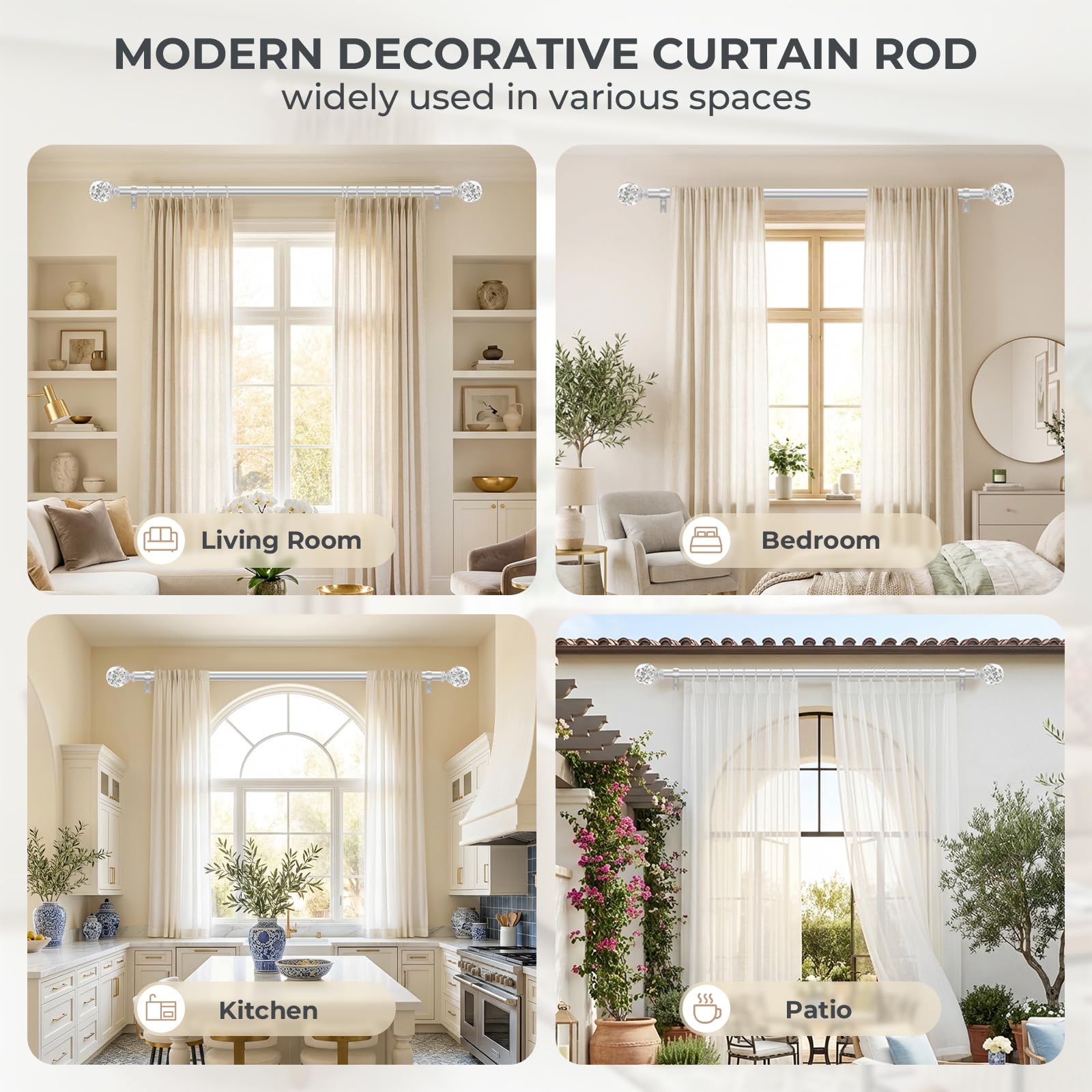 TVWOO hardware kit included for quick curtain rod installation