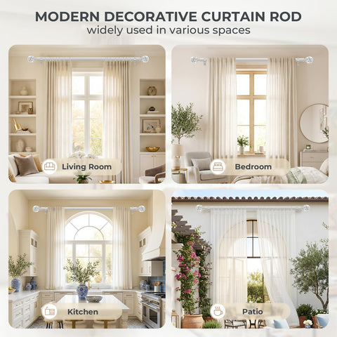 TVWOO hardware kit included for quick curtain rod installation