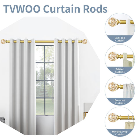 TVWOO brass finish finial close-up with glittering foil accents