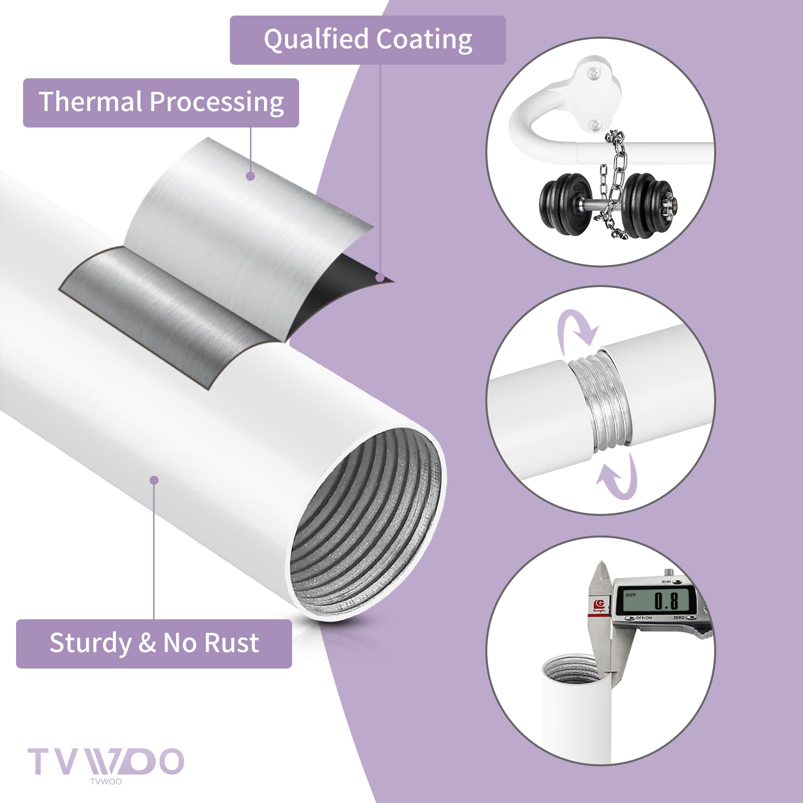 TVWOO cat's claw base in aluminum ensures durable mounting