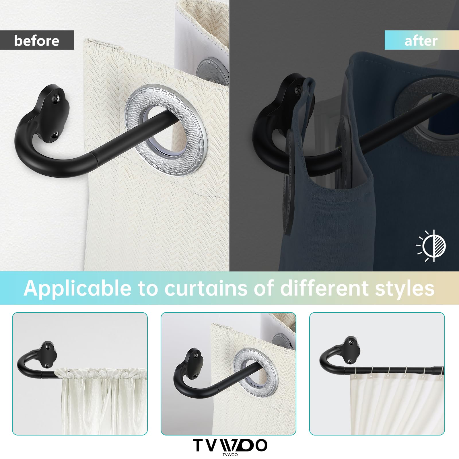 TVWOO curved wall-hugging base demonstrates enhanced privacy and reduced side glare