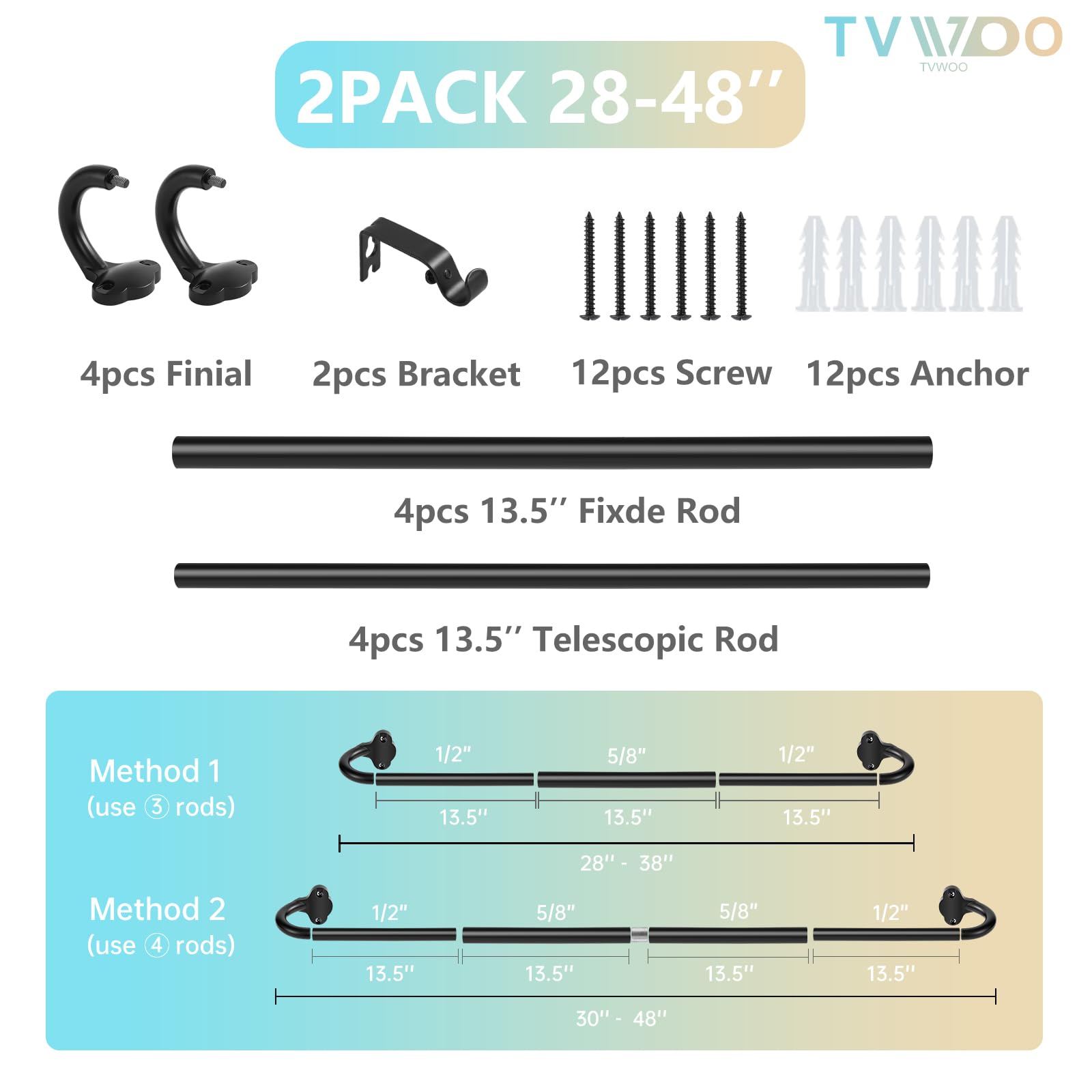 TVWOO 25-lb load capacity showcases robust curtain support