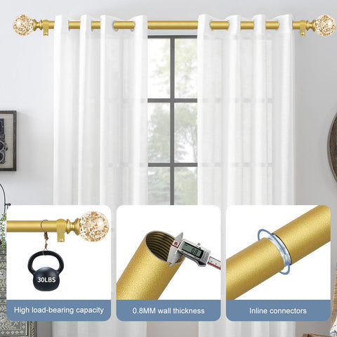 TVWOO finials add a luxurious gold accent to the rod.