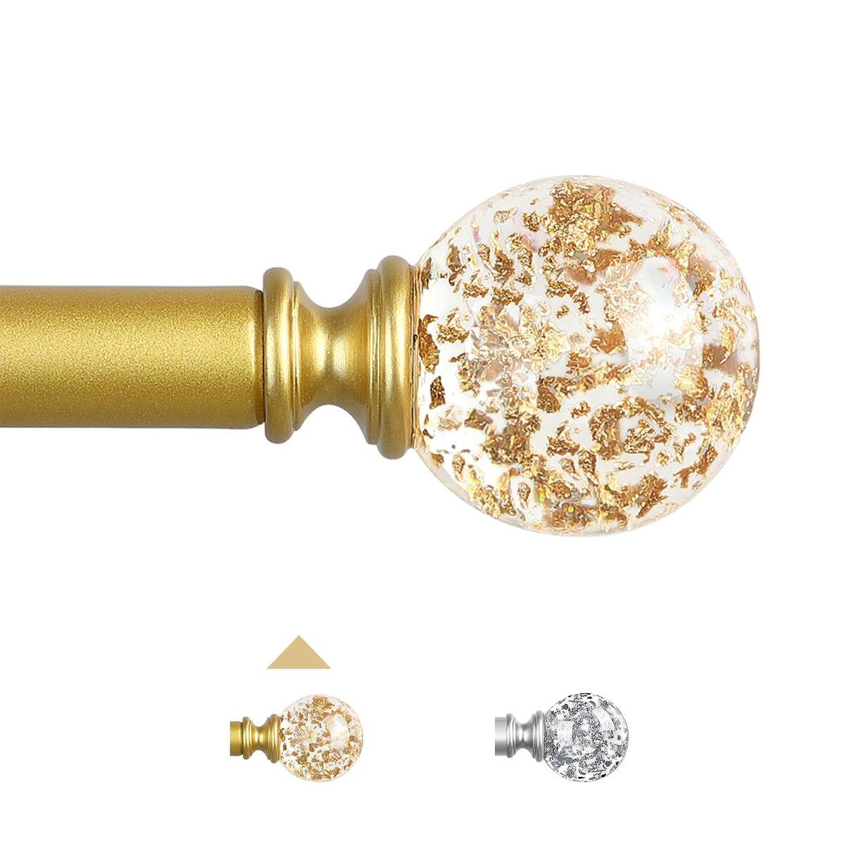 TVWOO gold crystal curtain rod with adjustable length for versatile windows