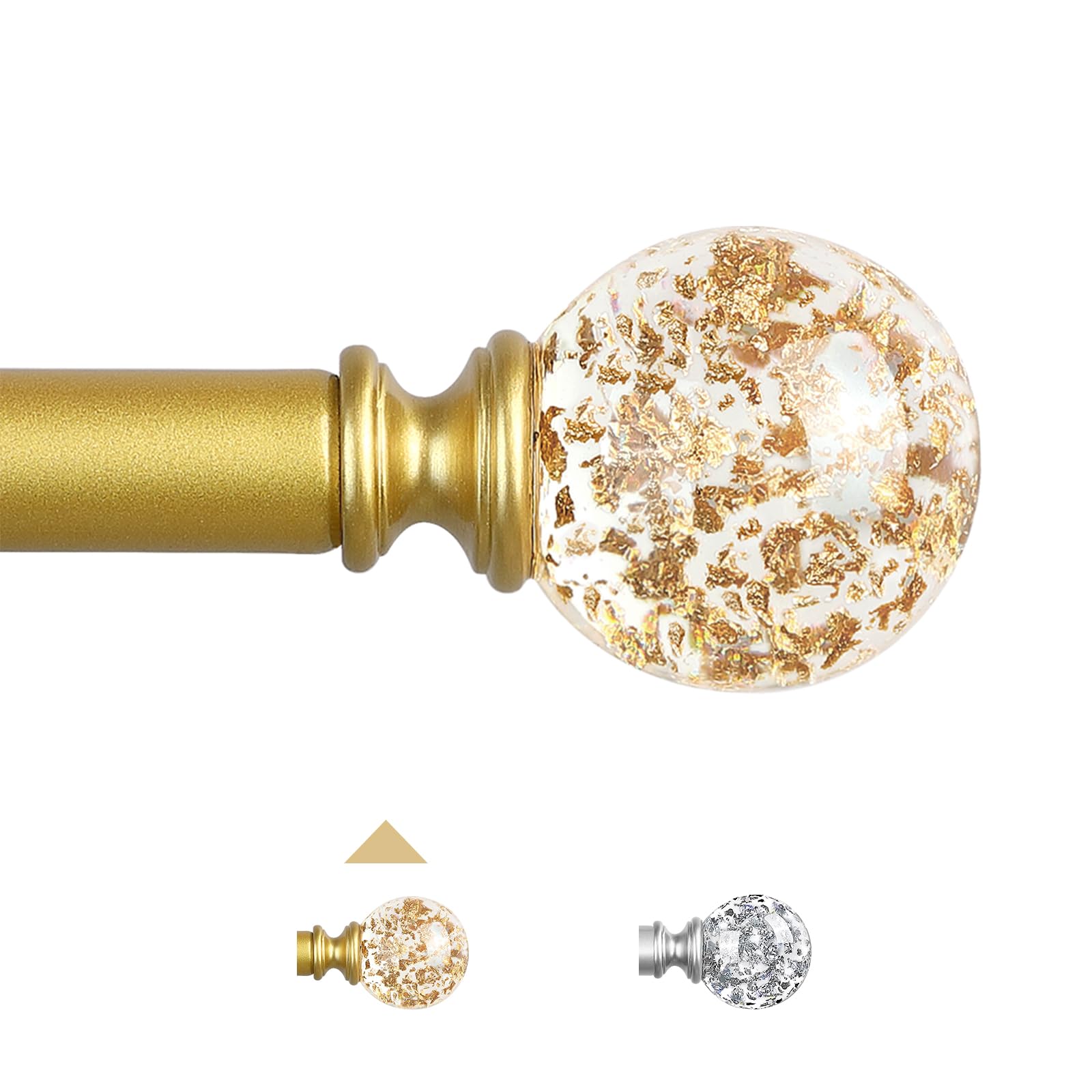 TVWOO gold crystal curtain rod end cap ball adds starry, elegant detail.