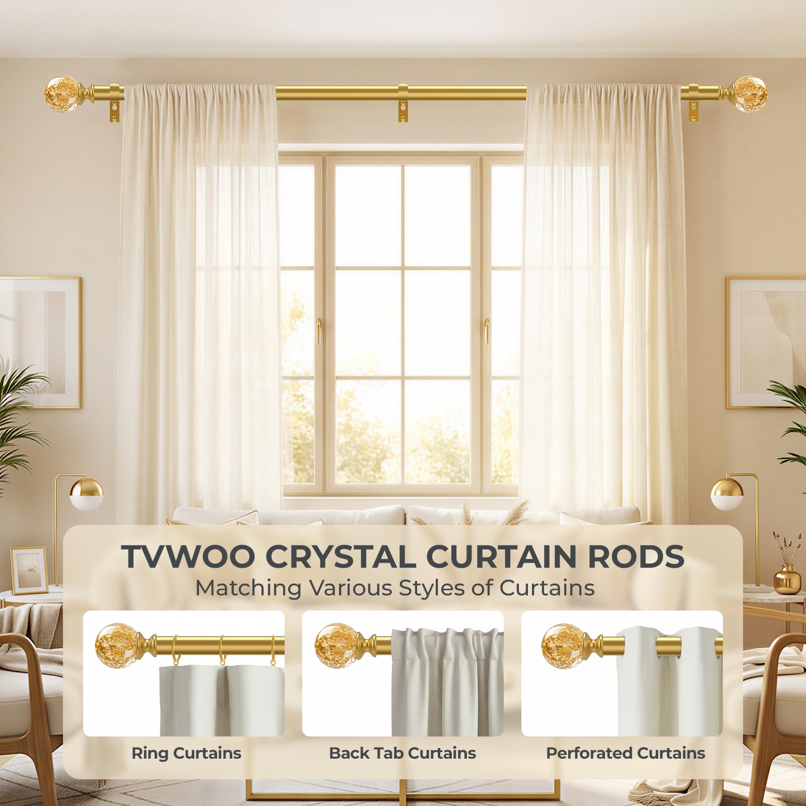 TVWOO gold finials detail adds luxe starry accents to décor