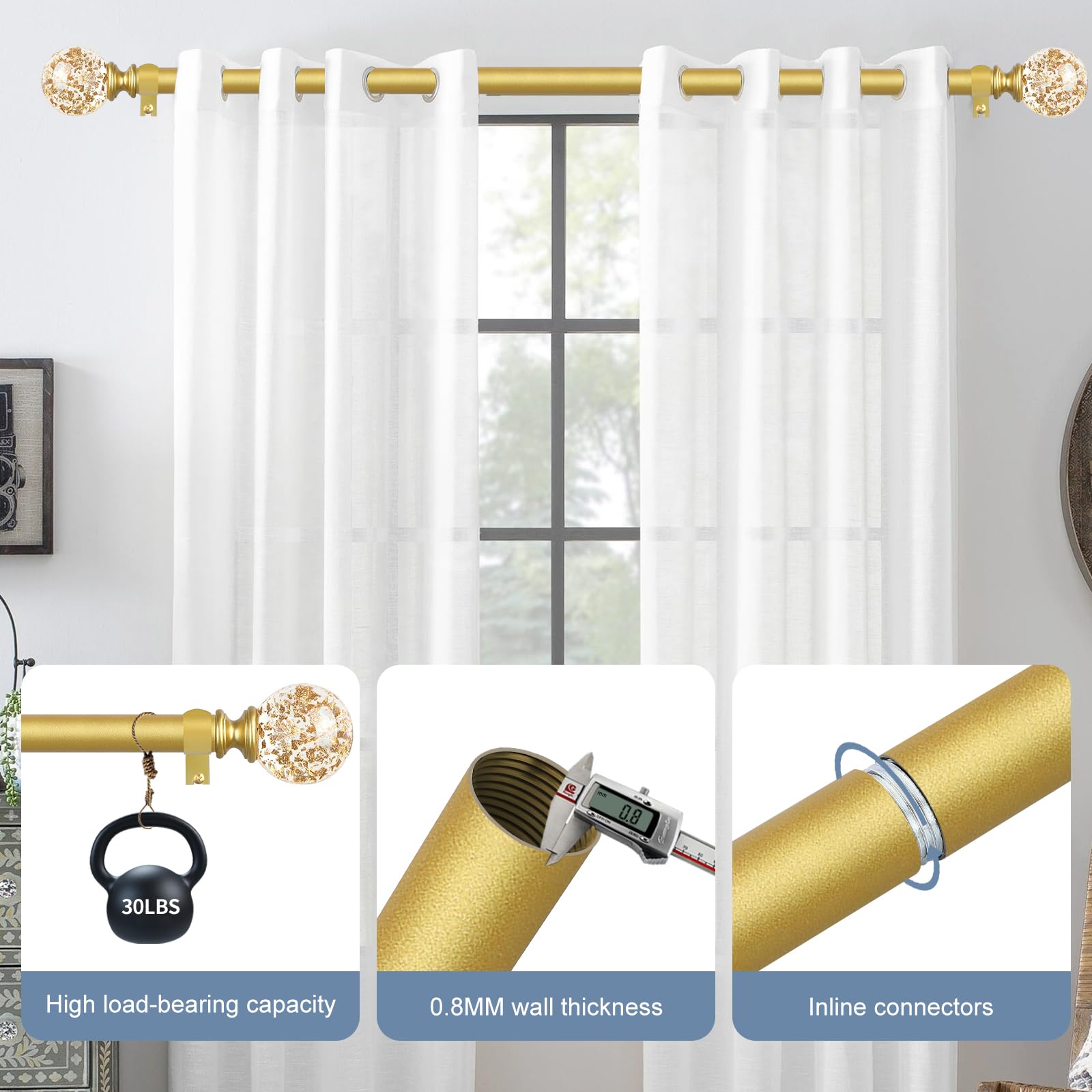 TVWOO heavy-duty bracket and screws sustain sturdy drapery support