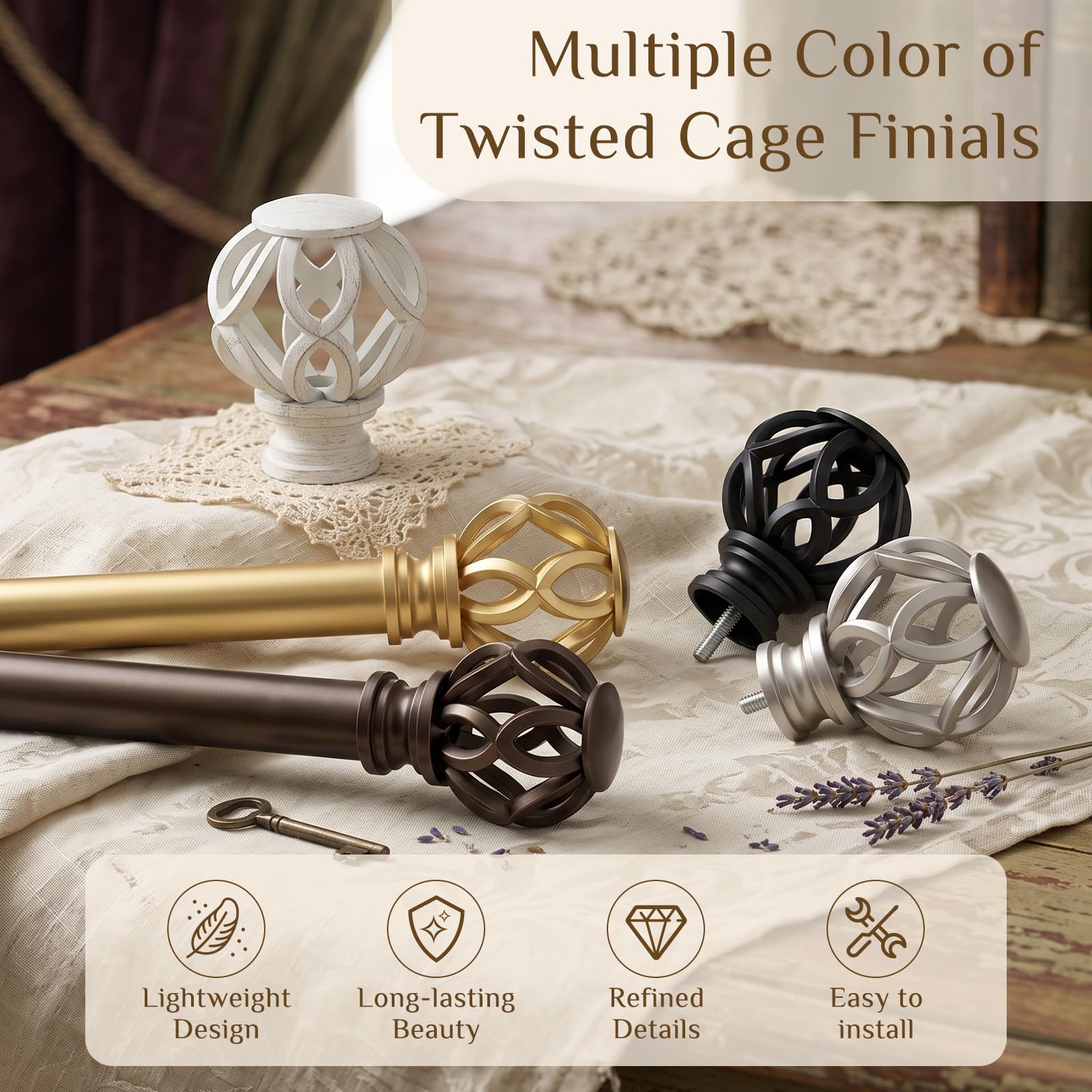 TVWOO heavy-duty curtain rod provides sturdy support for long-term drapery