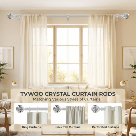 TVWOO silver crystal finials sparkle for modern interior flair