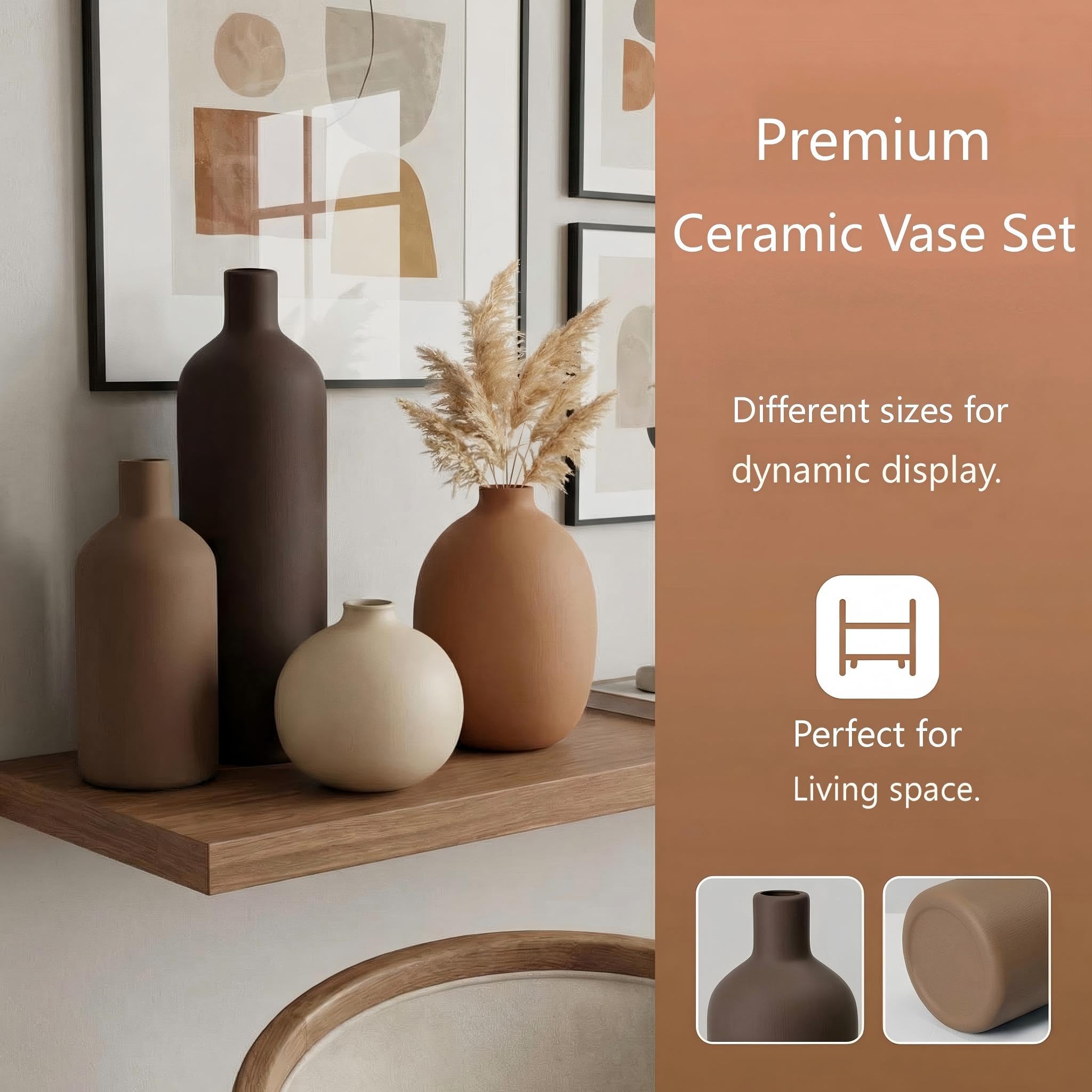 Tvzouo ceramic vase set living-room-display creates calm focal point.