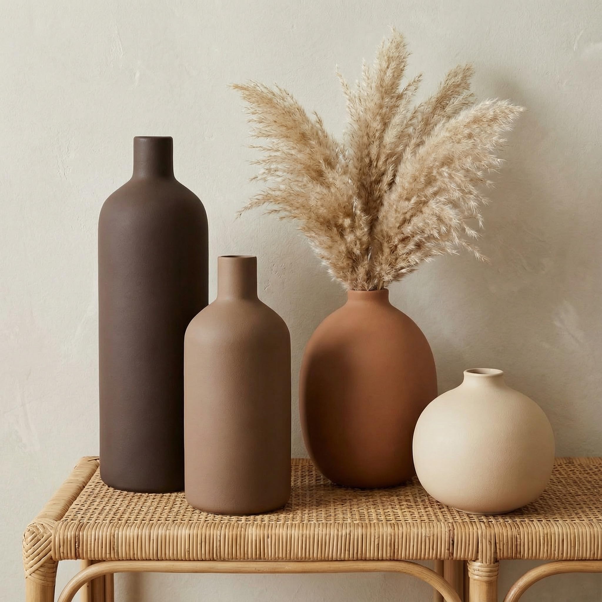 Tvzouo ceramic vase set matte finish complements minimalist interiors.
