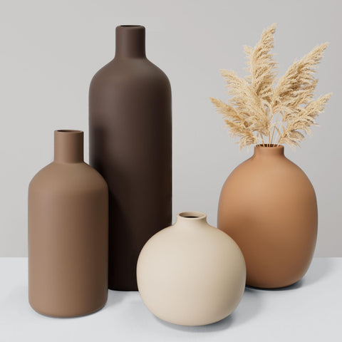 Tvzouo ceramic vase set silhouette on shelf adds modern elegance.