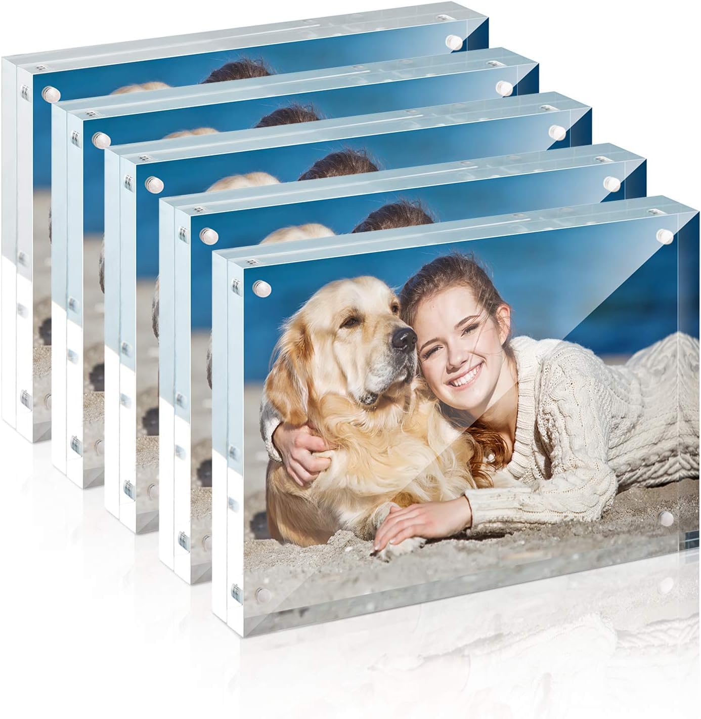TWING 5x7 acrylic frame front view, showcasing crystal clarity and sturdy build for desk photos