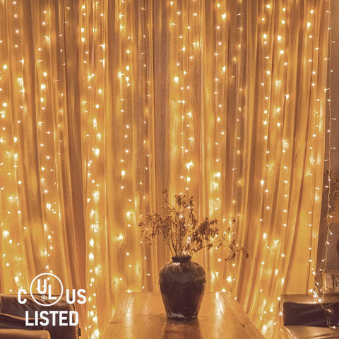 Twinkle Star 2-pack curtain lights providing ambient backlighting for windows