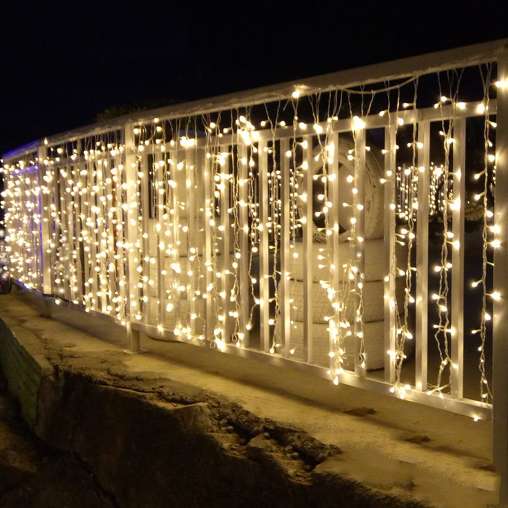 Indoor-outdoor versatility shown for weddings, holidays, and dining spaces with Twinkle Star lights.