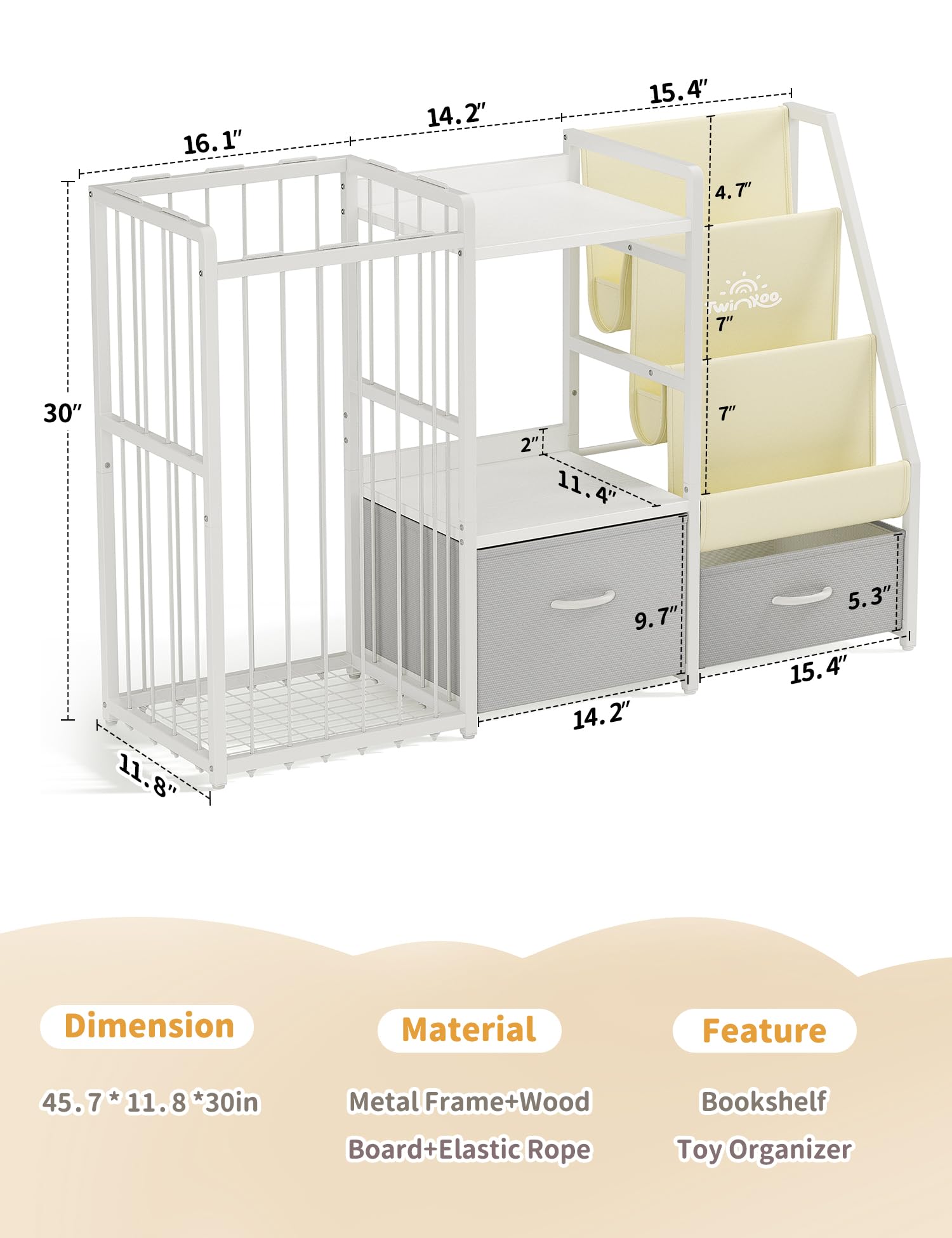 Twinkoo spacious toy shelf helps tidy playtime with organized storage.
