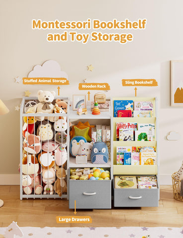 Twinkoo stuffed animal storage with elastic ropes keeps plushes neat.