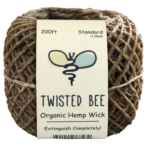 Twisted Bee hemp wick with beeswax coating rolled 200ft for candles and crafts.
