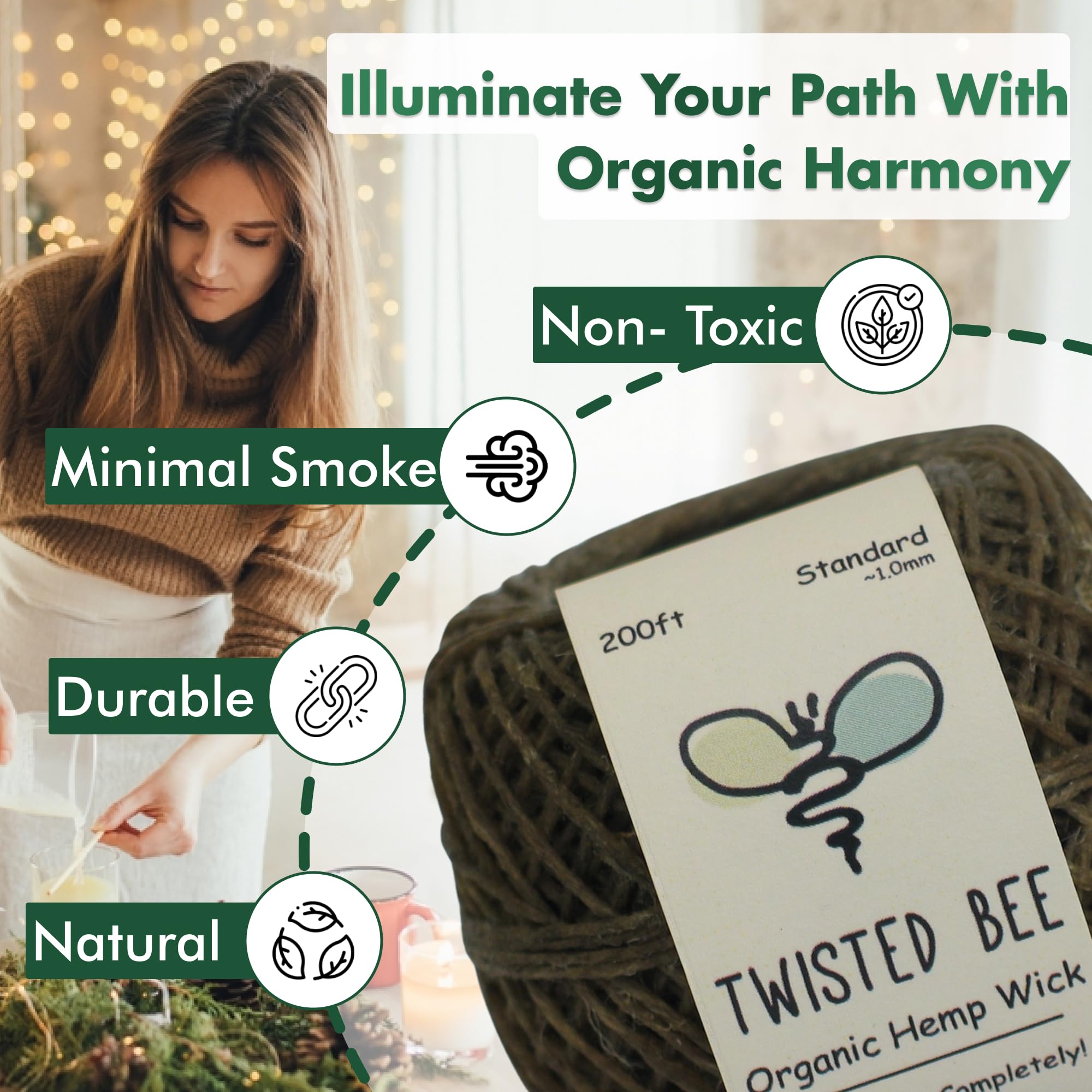Twisted Bee eco-conscious wick supports sustainable candle projects.