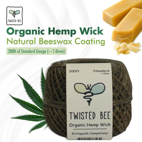 Twisted Bee natural beeswax-coated wick offers smooth, controlled ignition for crafts.
