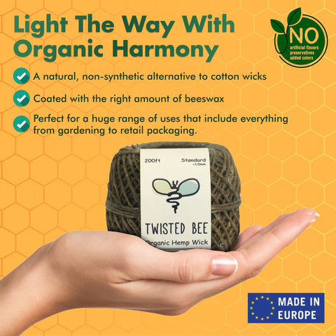 Twisted Bee wick ideal for tea lights and tapers with steady burn.