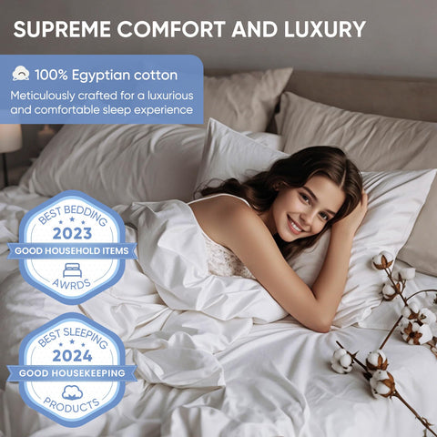 TWK 1200TC Egyptian cotton sheet set with satin-like drape for silky bedding.