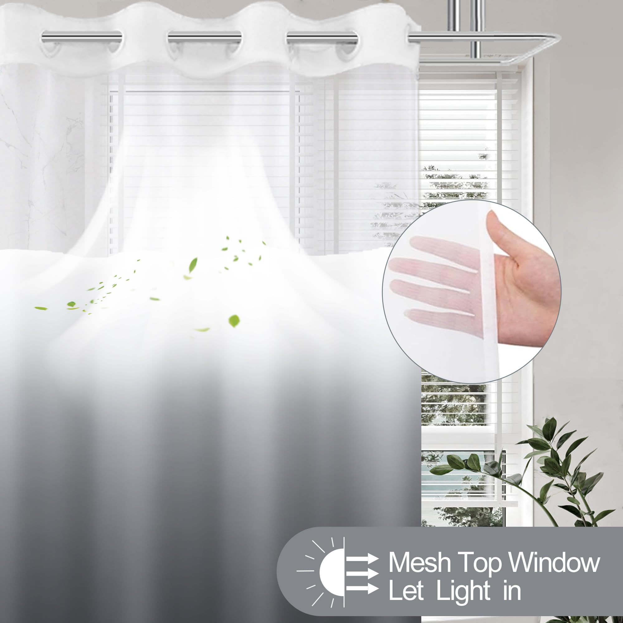 TWLSNCD ombre grey curtain adds modern spa vibe to your bathroom.