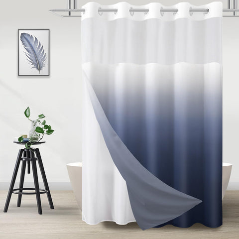TWLSNCD ombre navy shower curtain enhances modern bathrooms with chic gradient color.