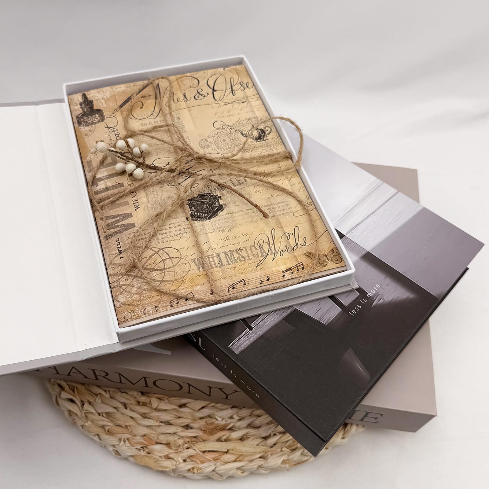 TwoDays Neutral Fashion Decorative Books add subtle texture to shelves.