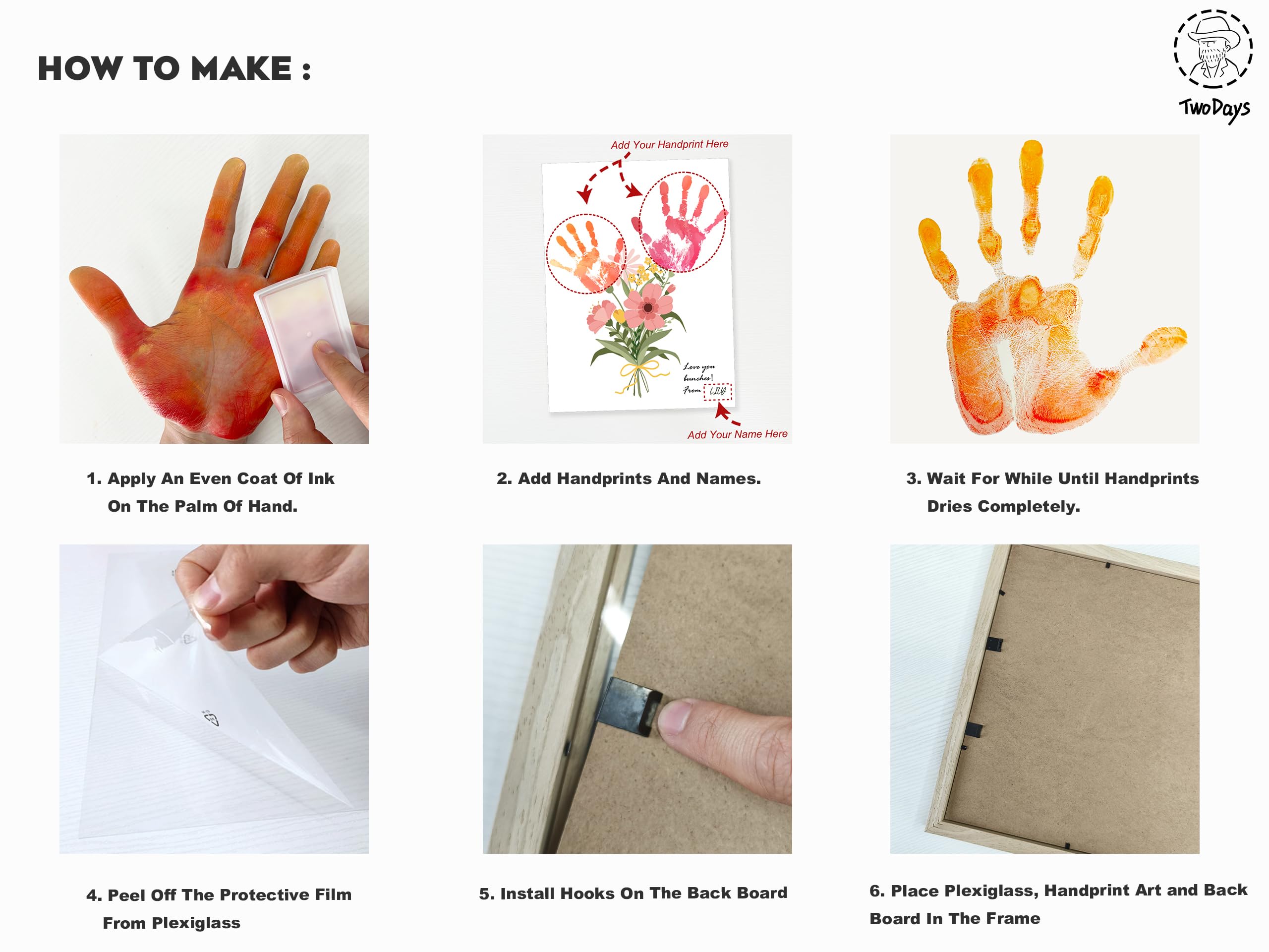 TwoDays four washable ink pads provide vibrant colors for prints.