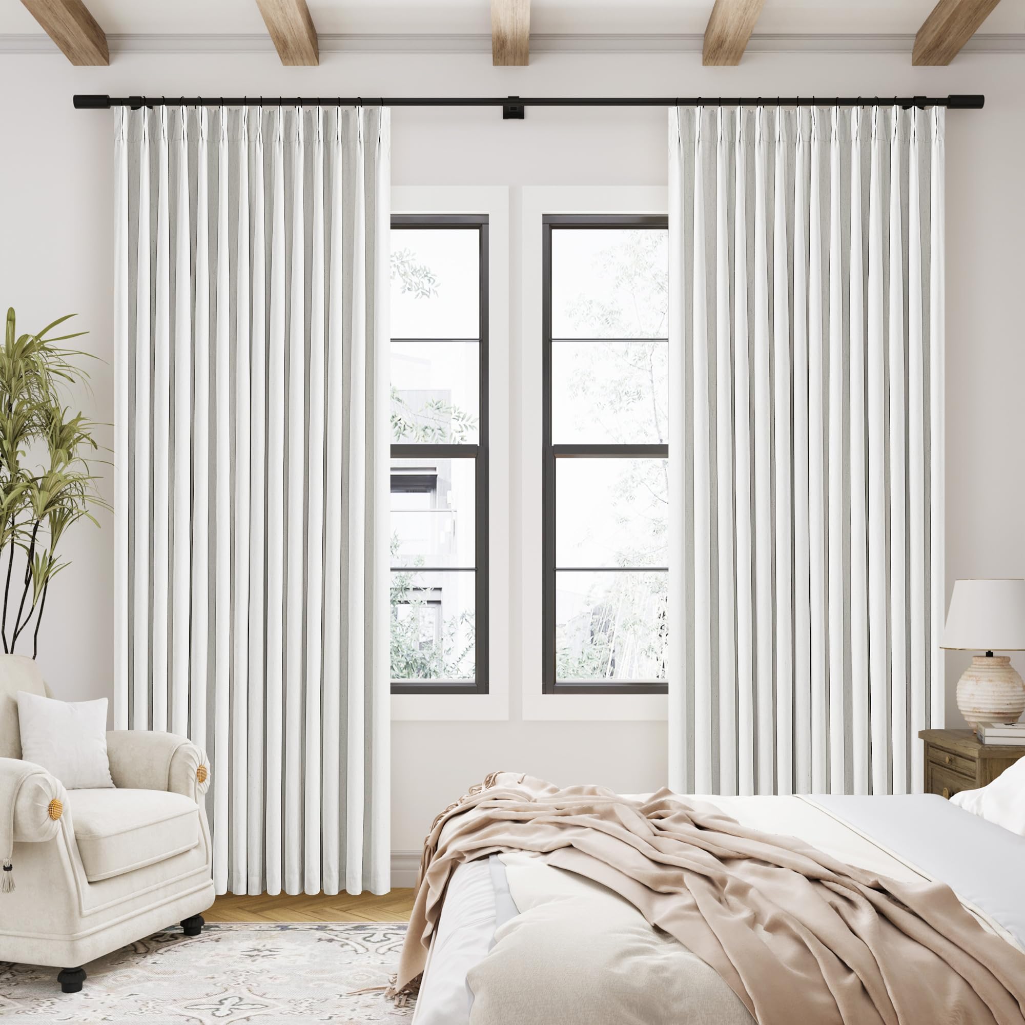 TWODRAPES 90 inch linen blackout curtains in ivory, showcasing privacy and effective light control.