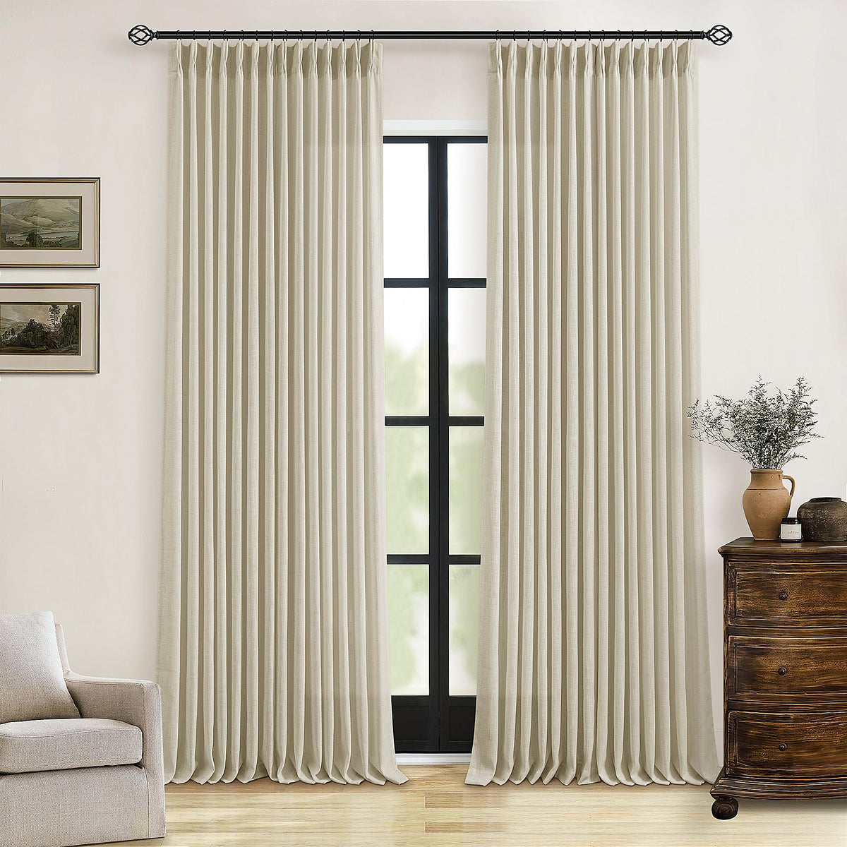 TWODRAPES 90-inch linen texture close-up shows premium fabric.