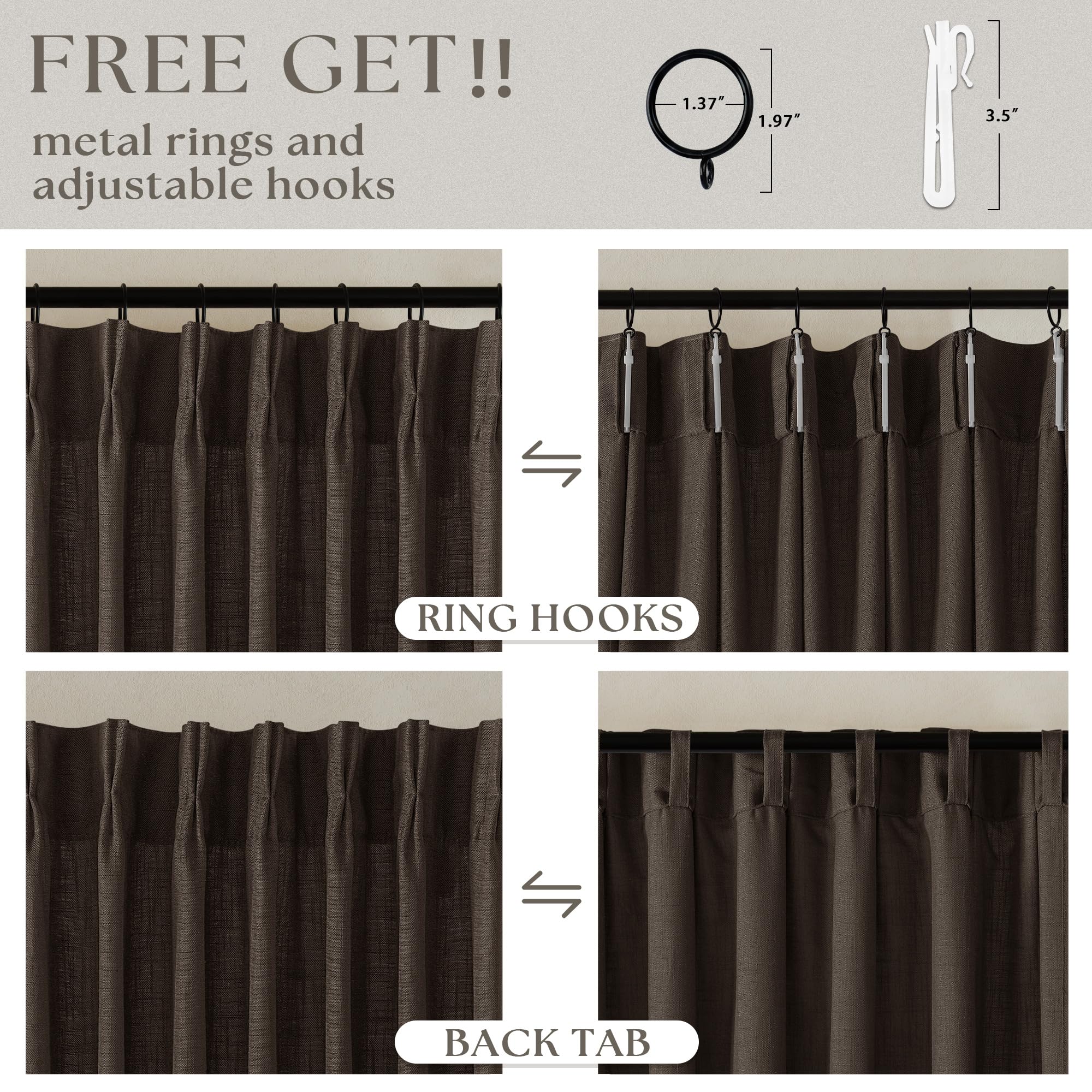 TWODRAPES Back tab hanging option hides the rod for a clean, casual style.