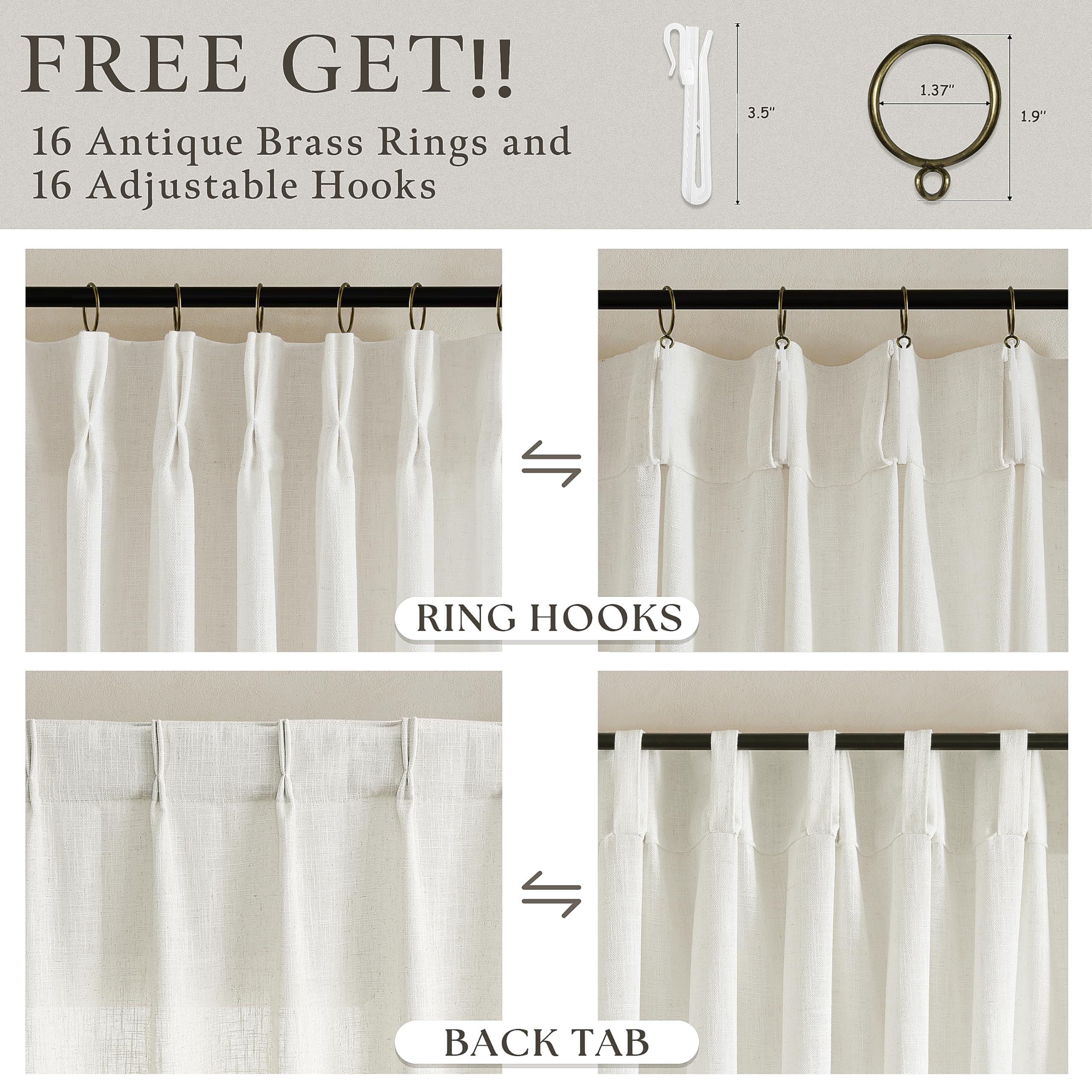 TWODRAPES back tab hanging option reveals hidden rod effect.