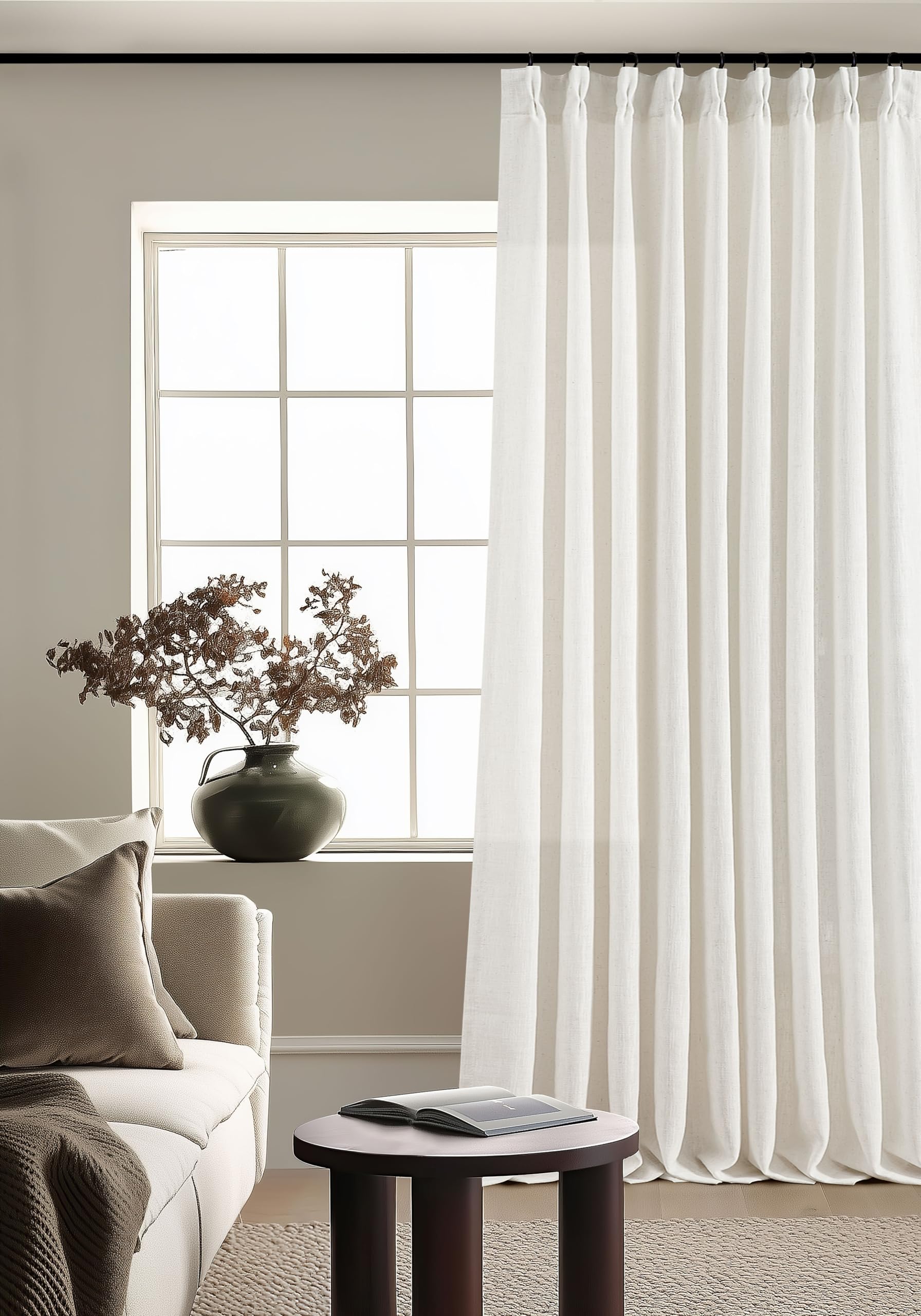 TWODRAPES back-tab hanging option hides rod for a casual, clean look.