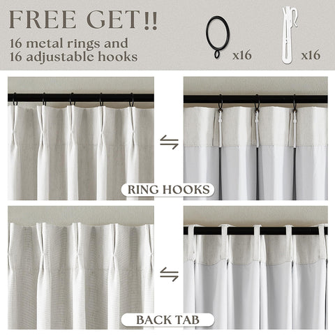 TWODRAPES back-tab option hides rods for a streamlined casual look.