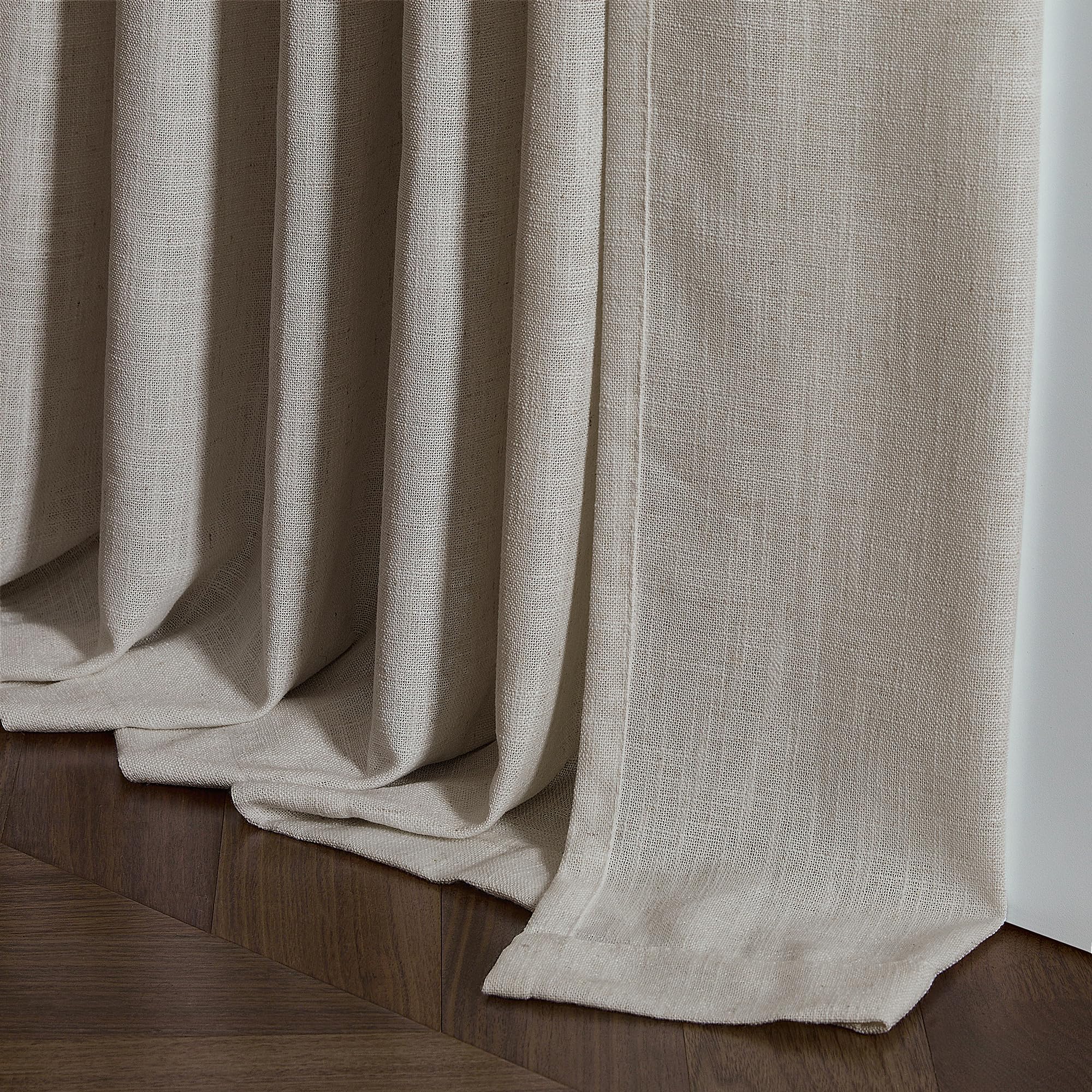 TwoDrapes bedroom curtains in birch tone create calm spaces