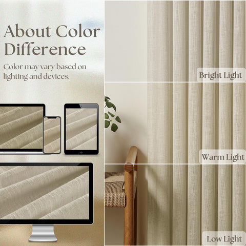 TWODRAPES beige linen curtains in a living room setting
