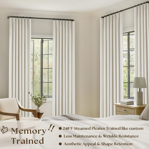 TWODRAPES birch ivory drapes enhance room ambience with soft, natural light control.