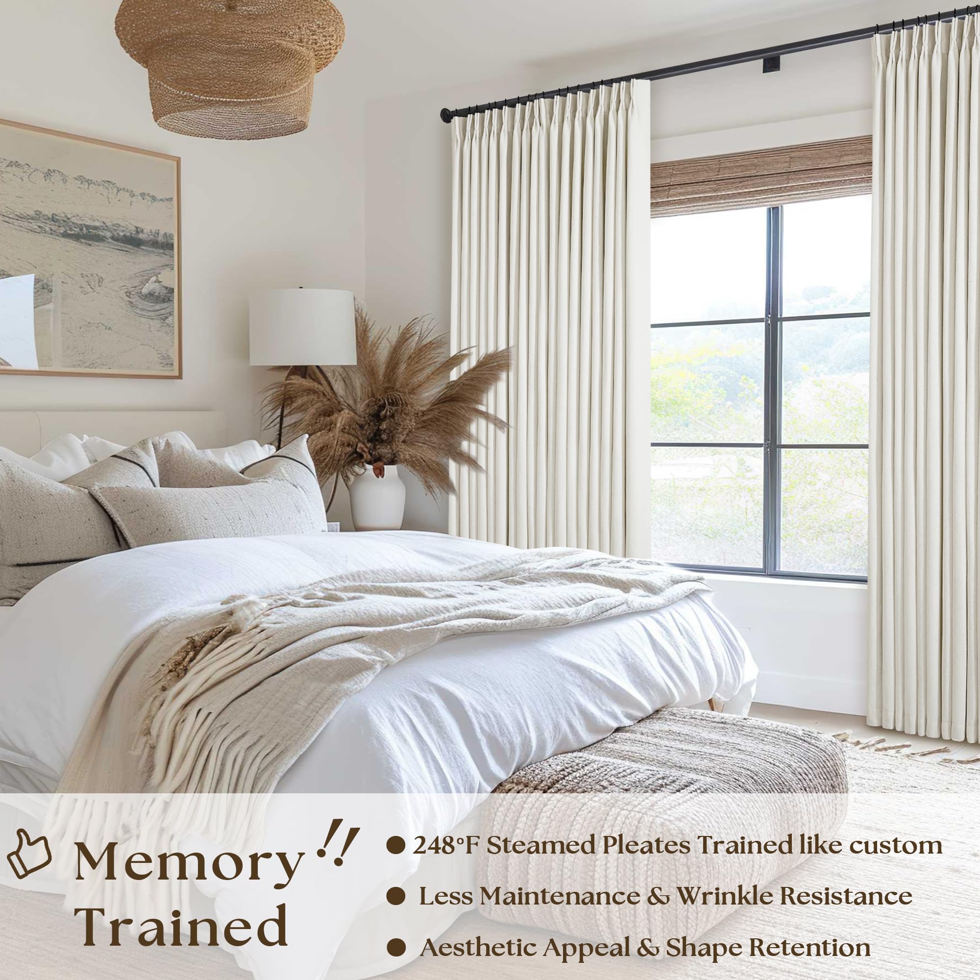 TWODRAPES blackout linen curtains offer soft texture and total light blocking