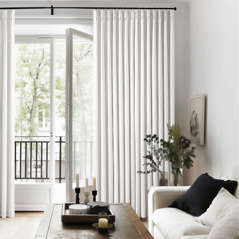 TWODRAPES easy-care ivory curtains are machine washable for simple maintenance.