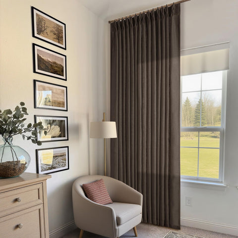 TWODRAPES Rich dark chocolate color enhances cozy ambiance in living spaces.
