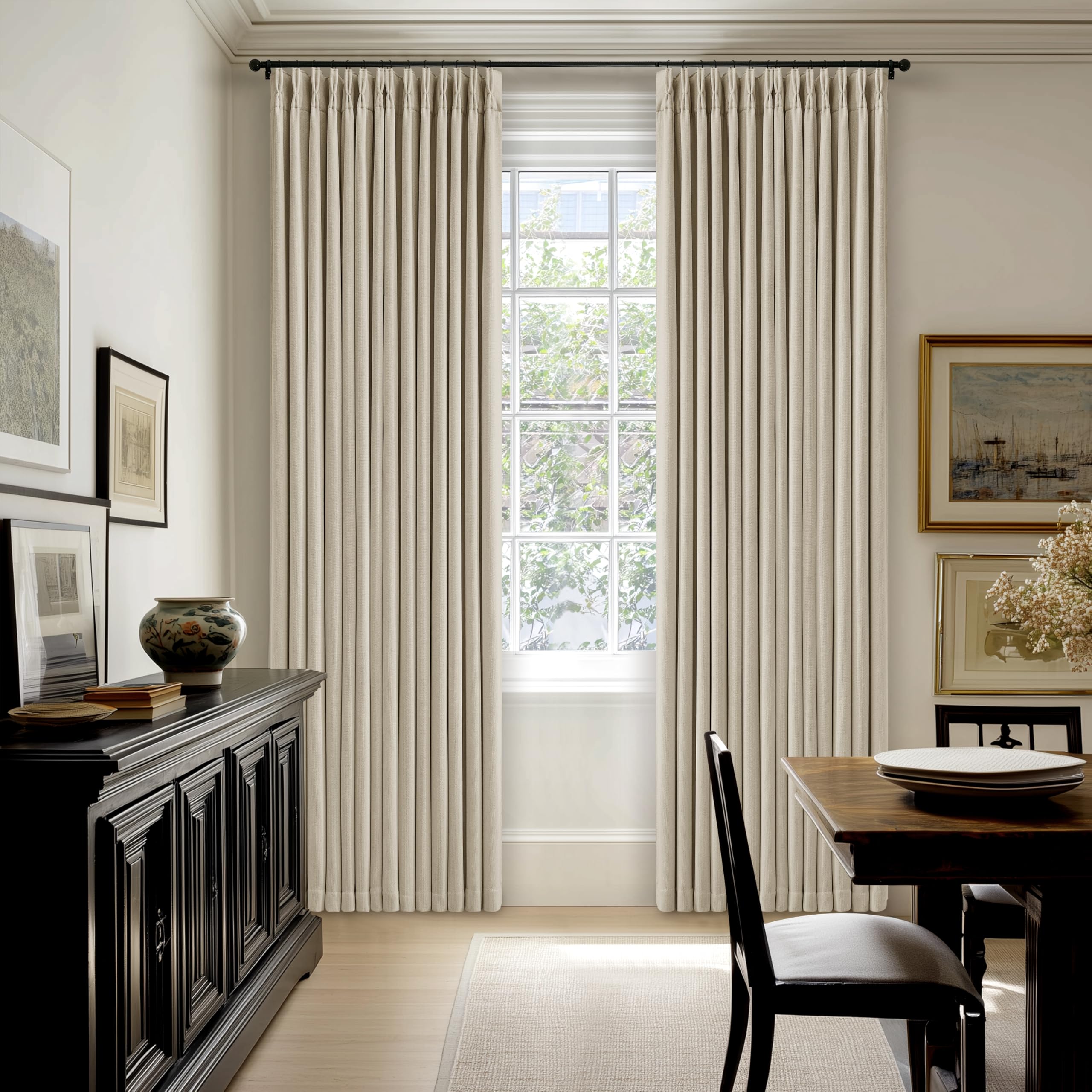 TWODRAPES back tab option hides rod for a clean look.