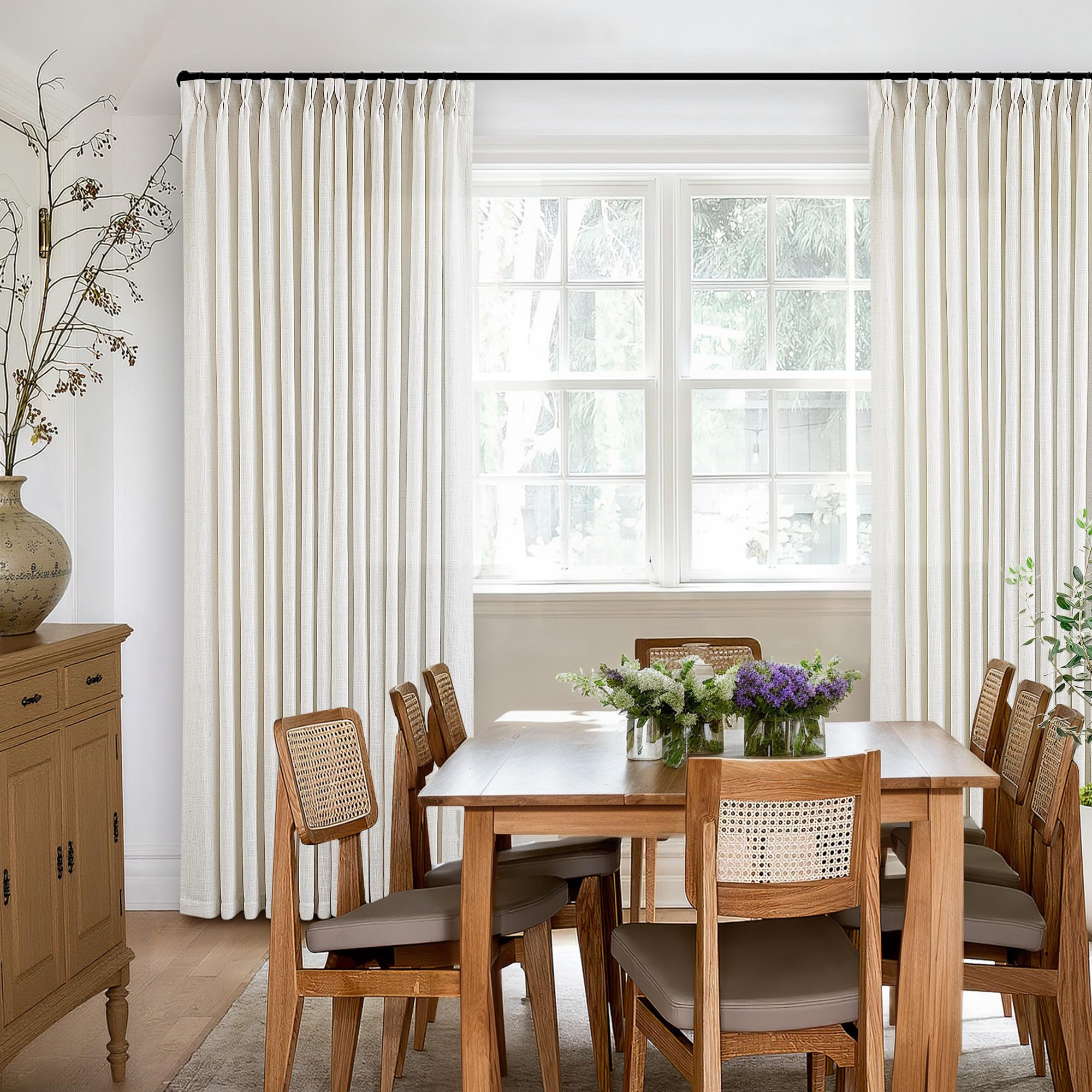 TWODRAPES included hooks and rings simplify installation on a track or rod.