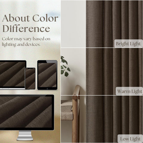 TWODRAPES dark chocolate curtain offering privacy and soft natural light.