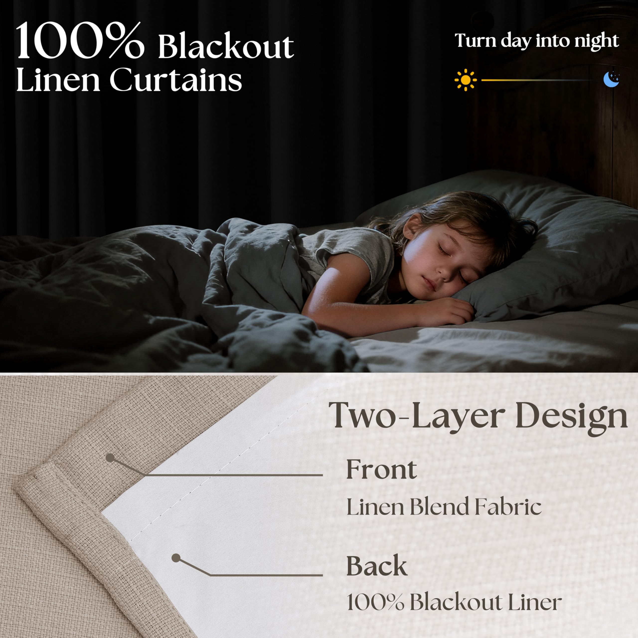 TWODRAPES double layer 100 blackout curtains block sunlight and improve privacy