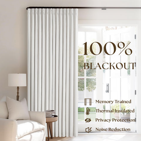 TWODRAPES double-layer blackout curtain with liner, ivory, highlights enhanced privacy and room darkening.